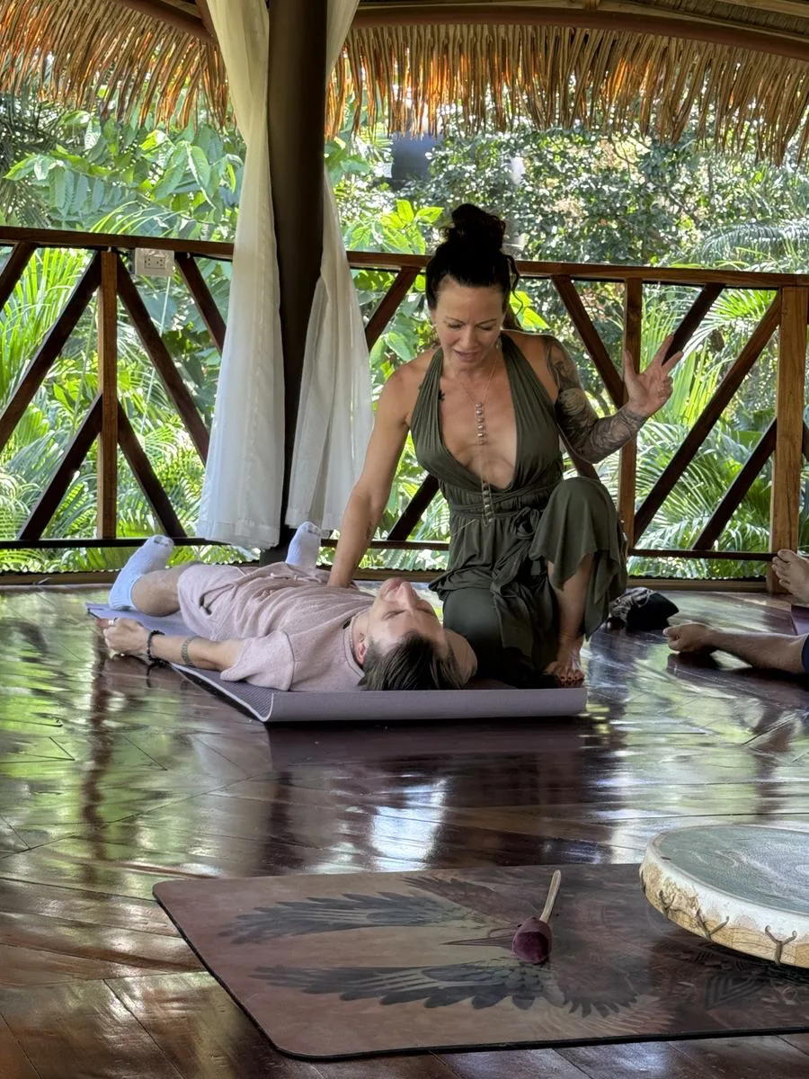 Anne facilitating Kundalini Activation Process in the shala